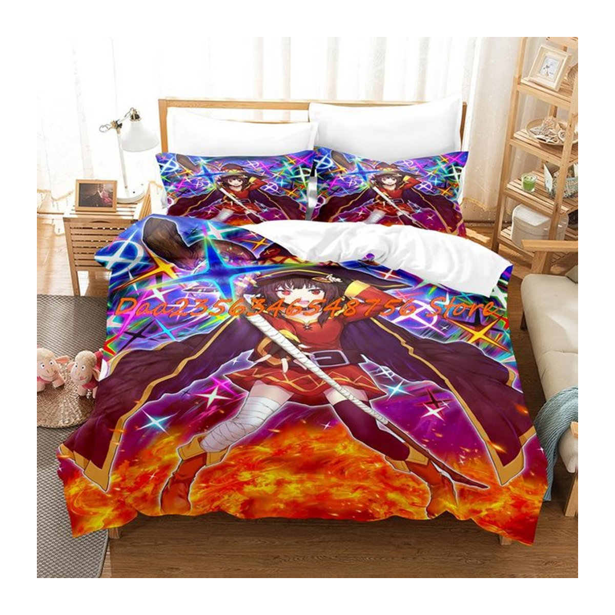 Megumin Konosuba 3D Anime Bettwäsche-Set Multicolor, 3-teilig, B/H: 135 x 200 cm - Bild 1