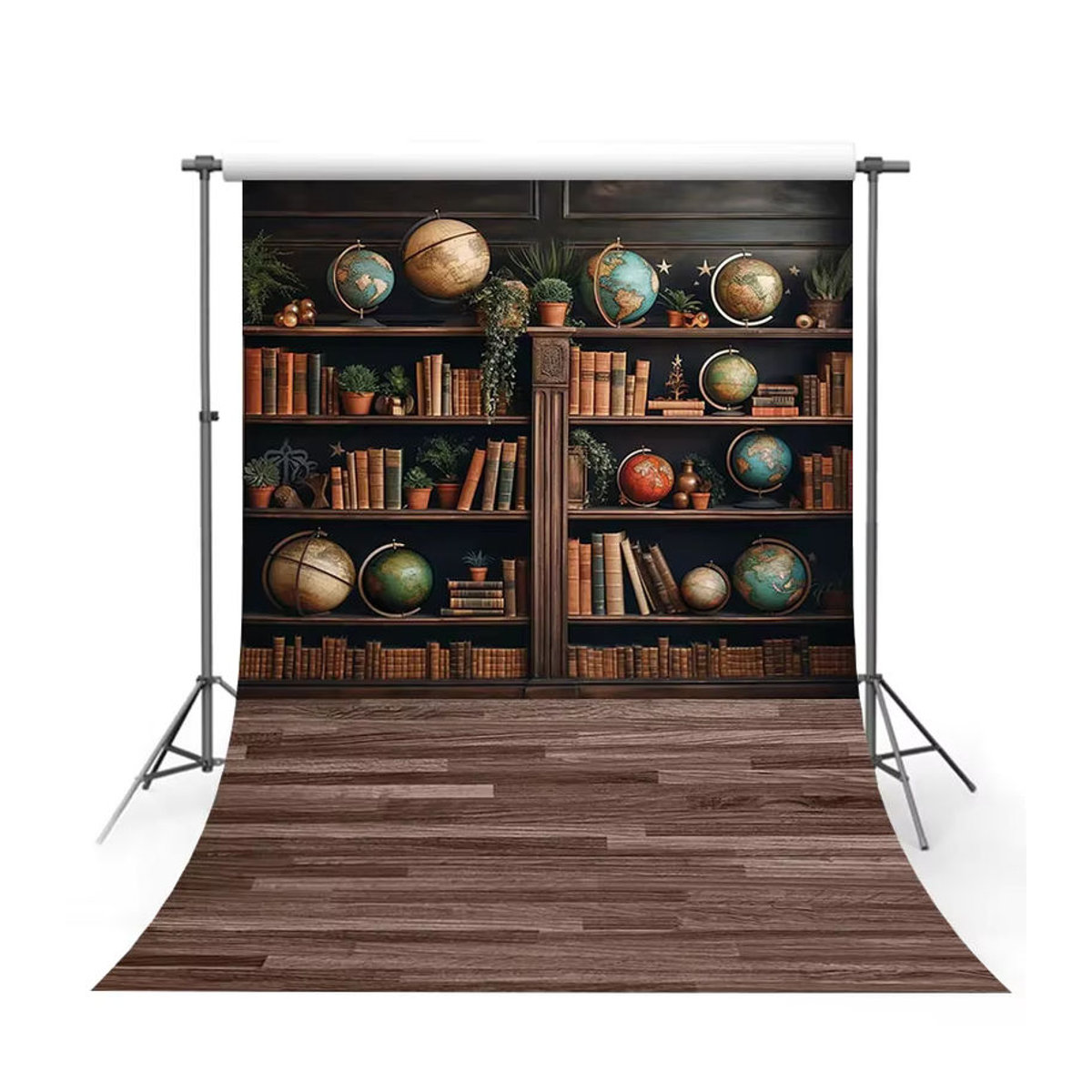 Mehofond Fotohintergrund Vintage Bücherregal mit Globus für Porträts und Partys, mehrfarbig - Bild 3