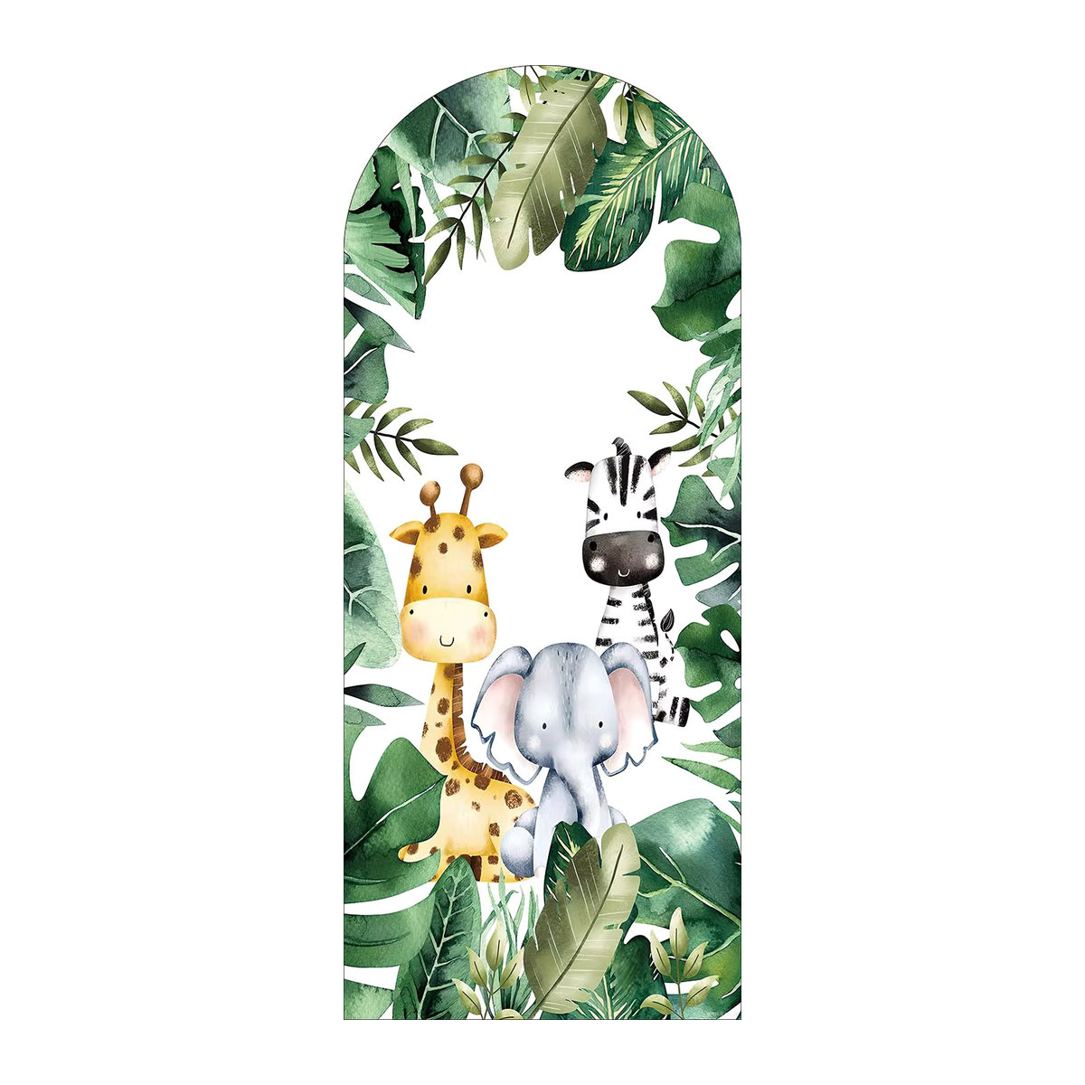 Mehofond Safari Tier Motiv Hintergrund Abdeckung für Baby Geburtstage und Baby Shower in Grün mit Blättern und Animal Print, 2-seitig - Bild 2