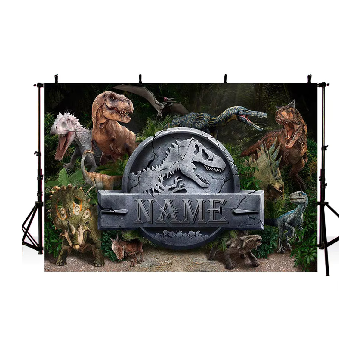 Mehofond Tierwelt Dinosaurier Fotohintergrund für Baby Jungen Geburtstagsparty in Rot und Mehrfarbig - Bild 2