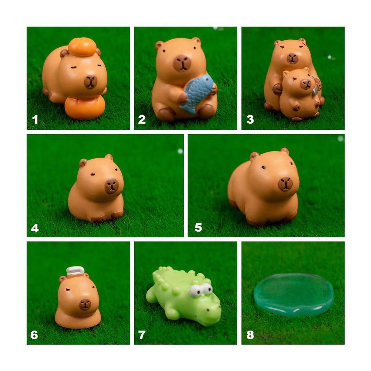 Mehrfarbige Cartoon Capybara Statue aus Harz als Miniatur Figur für Auto und Tischdekoration - Bild 3