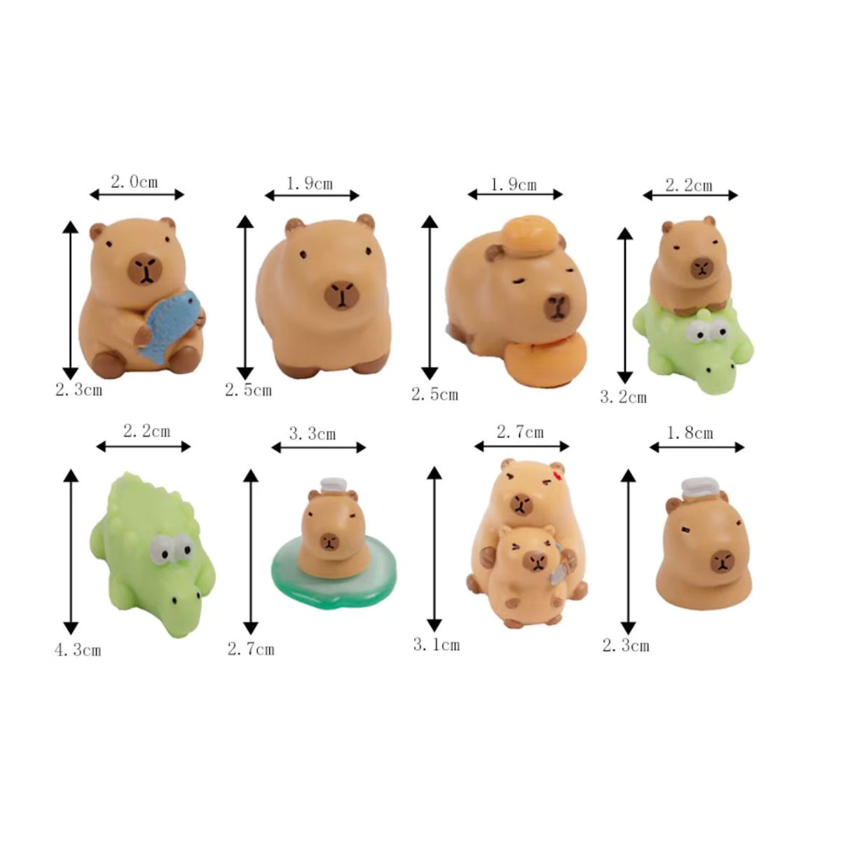 Mehrfarbige Cartoon Capybara Statue aus Harz als Miniatur Figur für Auto und Tischdekoration - Bild 4