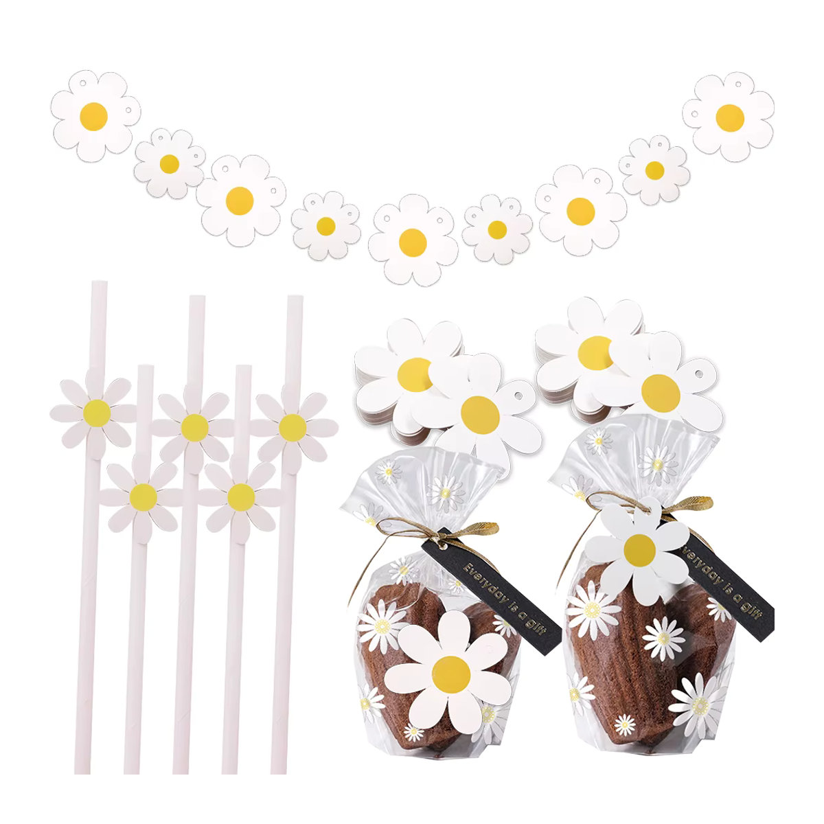 Mehrfarbige Gänseblümchen Papier Banner Dekoration für Geburtstag, Hochzeit und Babyparty - Bild 2