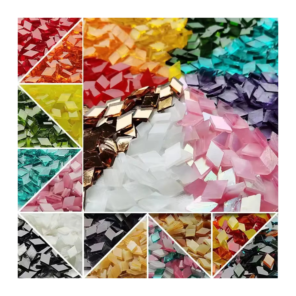 Mehrfarbige Klarglas Mosaiksteine in geometrischer Form für DIY Kunsthandwerk und Wanddekoration, 100 g - Bild 2