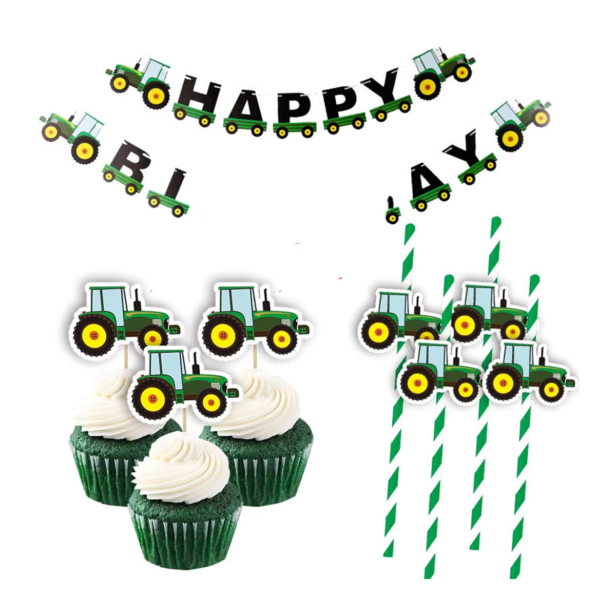 Mehrfarbiger Bauernhof Traktor Kuchen Topper aus Papier für Kinder Geburtstag Dekoration und DIY Bastelarbeiten - Bild 2