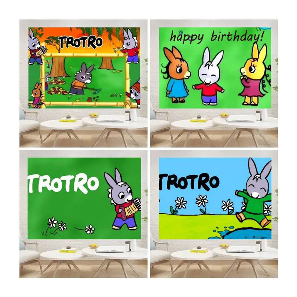 Mehrfarbiger Fotohintergrund im Cartoon-Design Trotro für Kindergeburtstage und Baby-Banner - Bild 1