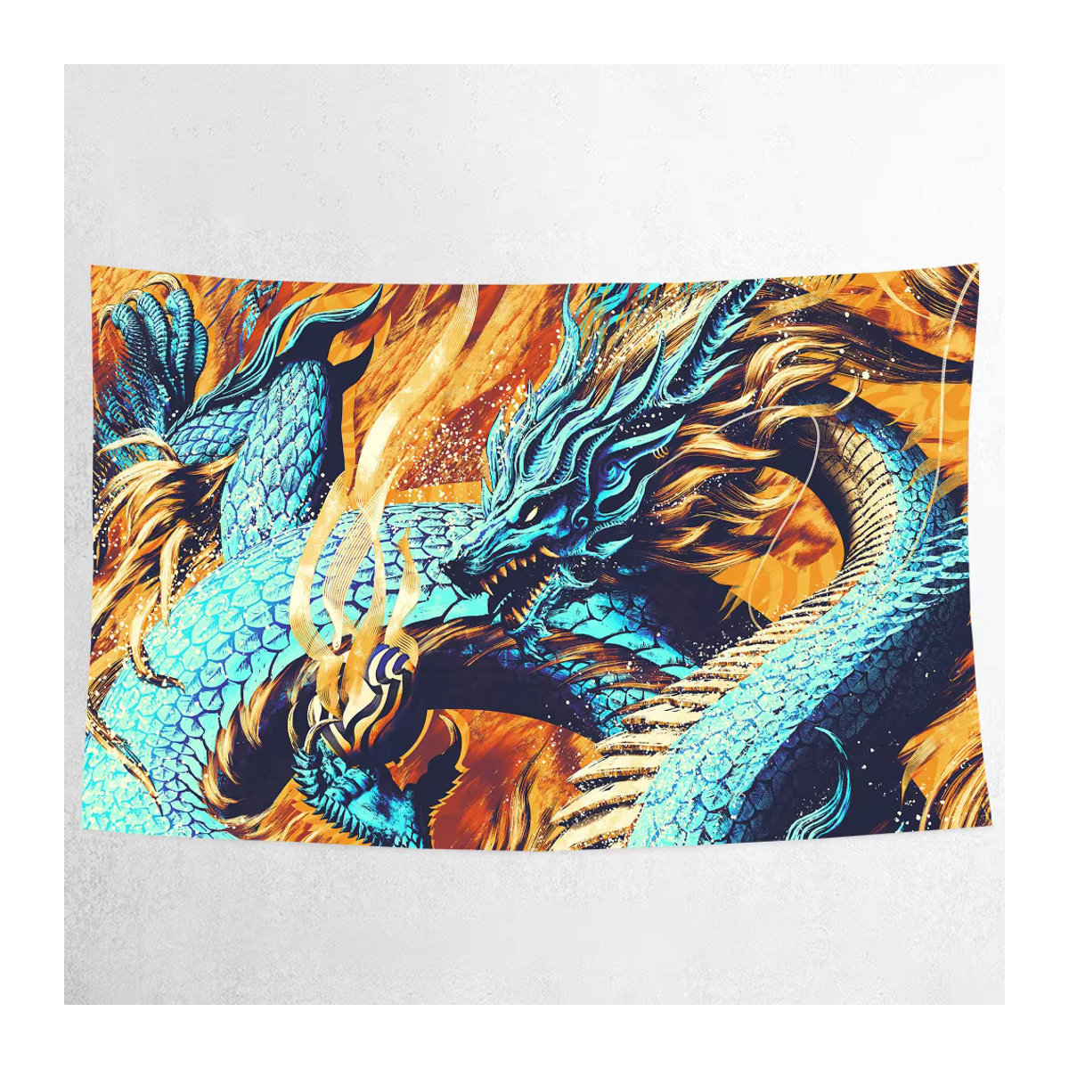 Mehrfarbiger Fotohintergrund mit China Dragon Motiv für Neujahr und Fotobox, rechteckiger Textil-Hintergrund im orientalischen Design - Bild 7