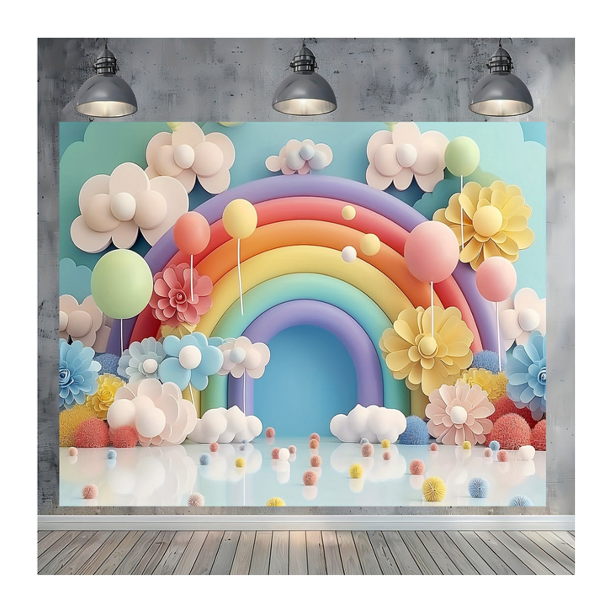 Mehrfarbiger Regenbogen Stoff-Hintergrund für Partydekoration und Fotografie - Bild 1