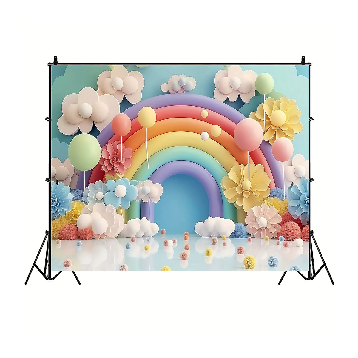 Mehrfarbiger Regenbogen Stoff-Hintergrund für Partydekoration und Fotografie - Bild 2