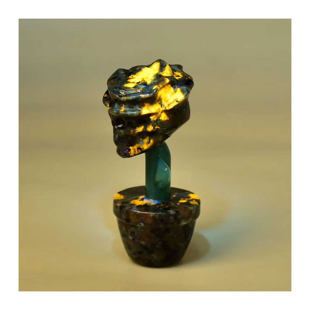 Mehrfarbiger Totenkopf-Blumentopf aus natürlichem Kristall für deine Dekoration, Höhe: 8 cm - Bild 1