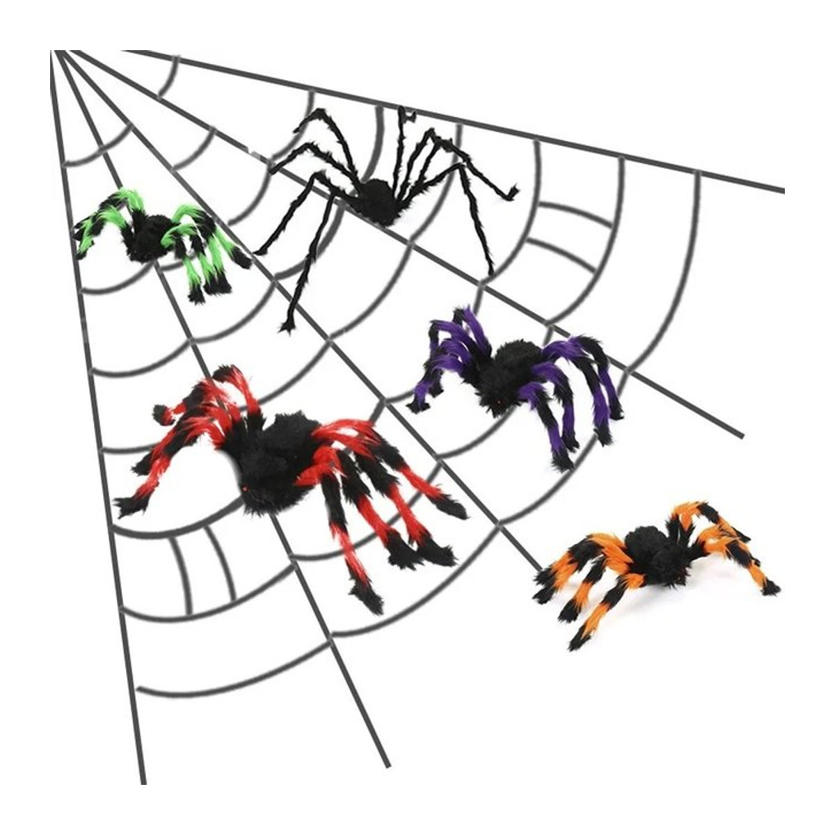 Mehrfarbiges Plüsch-Spinnennetz in Schwarz für Halloween Party Deko und Horror-Requisiten - Bild 1