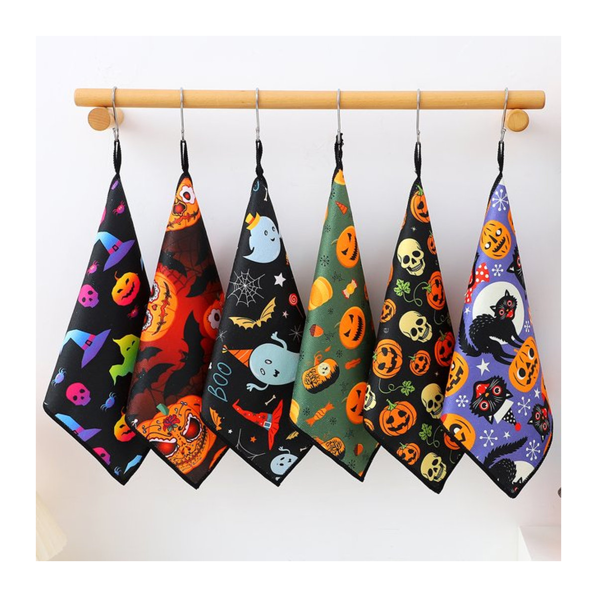 Mehrteiliges Set aus weichen Polyester-Küchentüchern mit Kürbis-Motiven in Multicolor, maschinenwaschbar - Bild 1