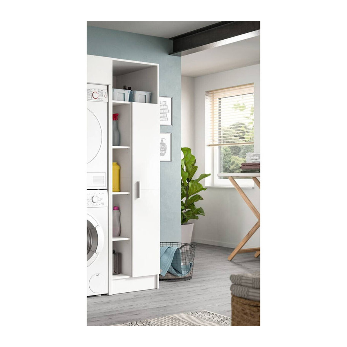 Mehrzweckschrank Free von xonox.home in Weiß mit Drehtüren, B/H/T: 50 x 196 x 68 cm - Bild 3