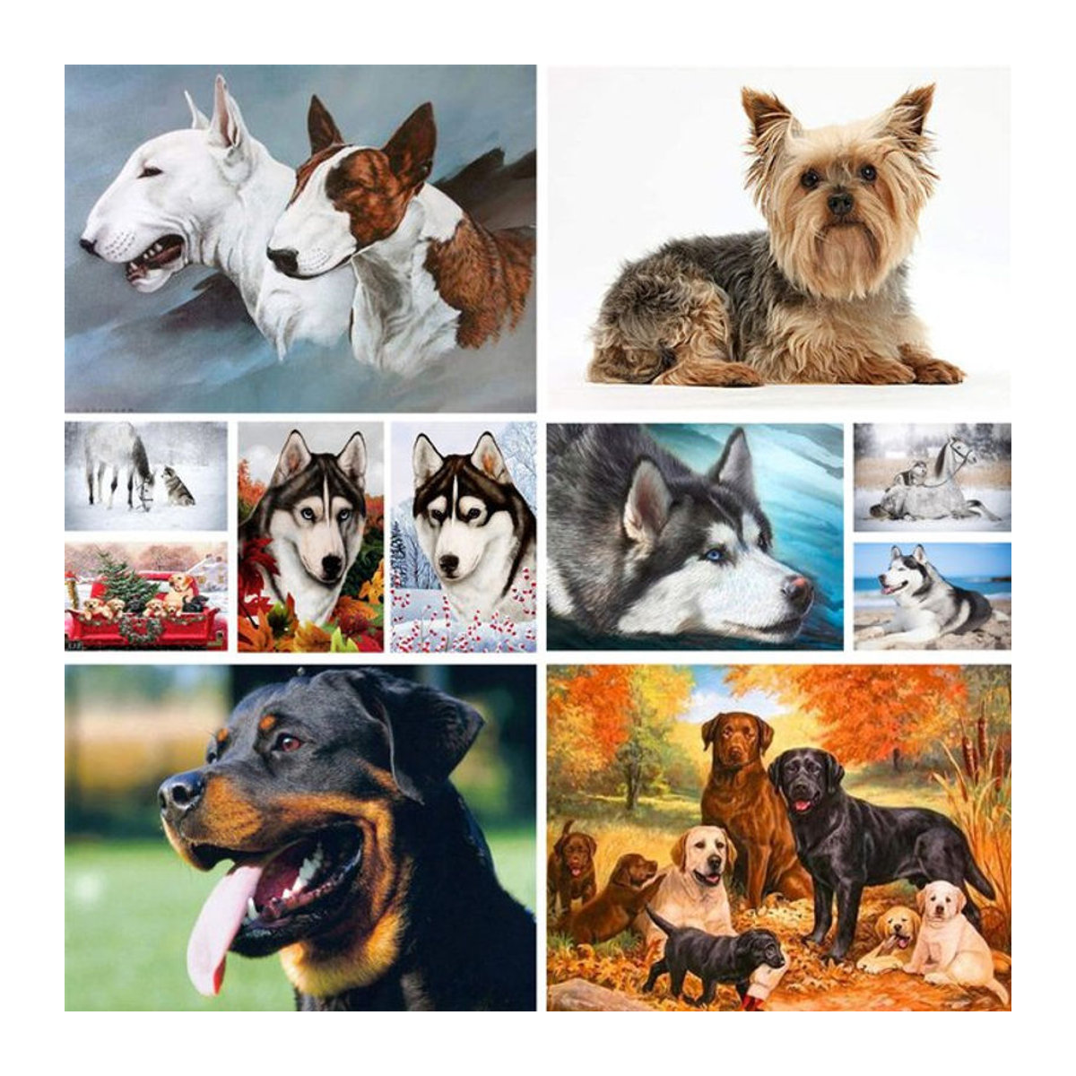 Meian Kreuzstich Stickerei Set Hund Motiv auf Leinwand, Mehrfarbig - Bild 1