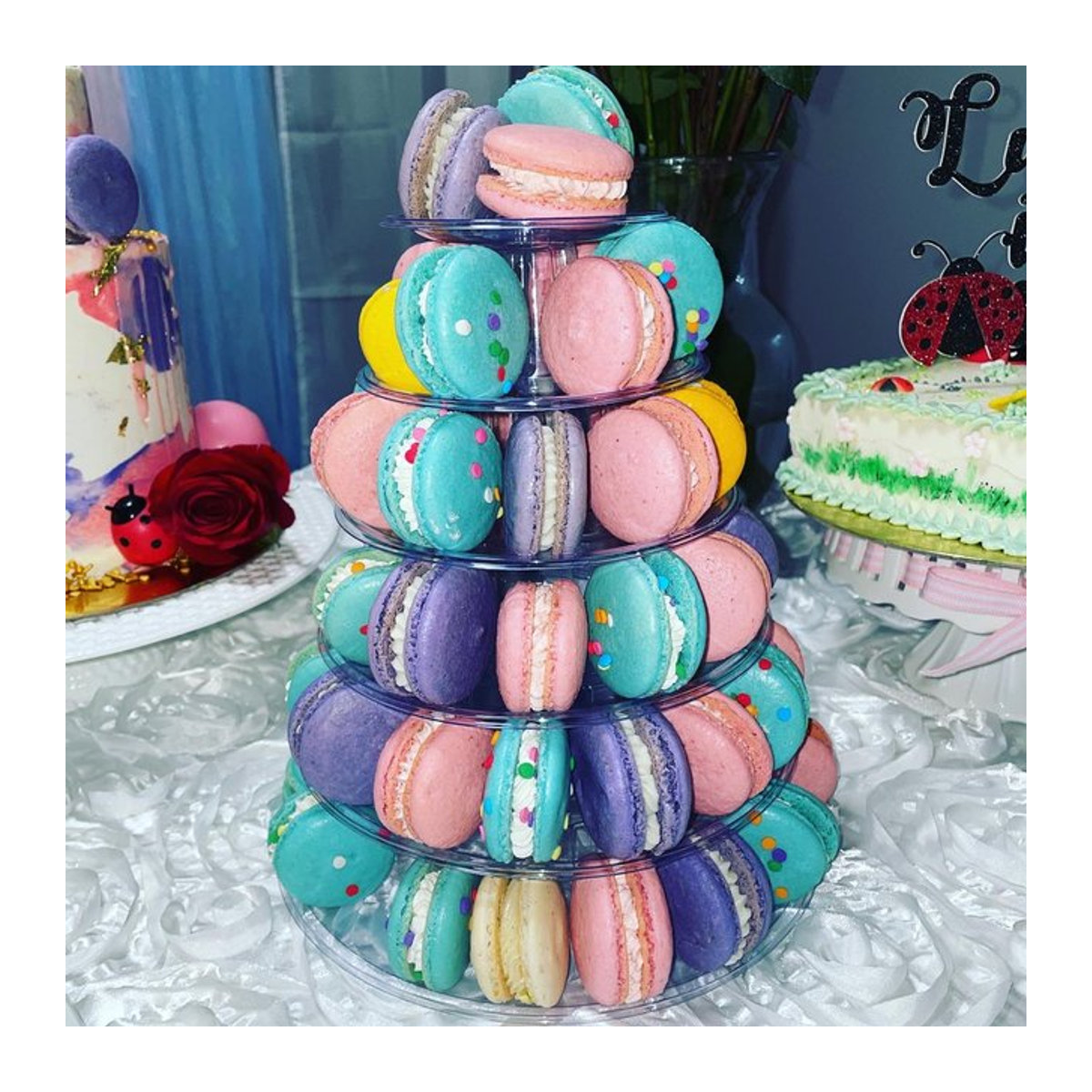 Meidding Macaron Display Stand 4-stöckiger Tortenturm aus transparentem Kunststoff für Hochzeit und Geburtstag - Bild 1