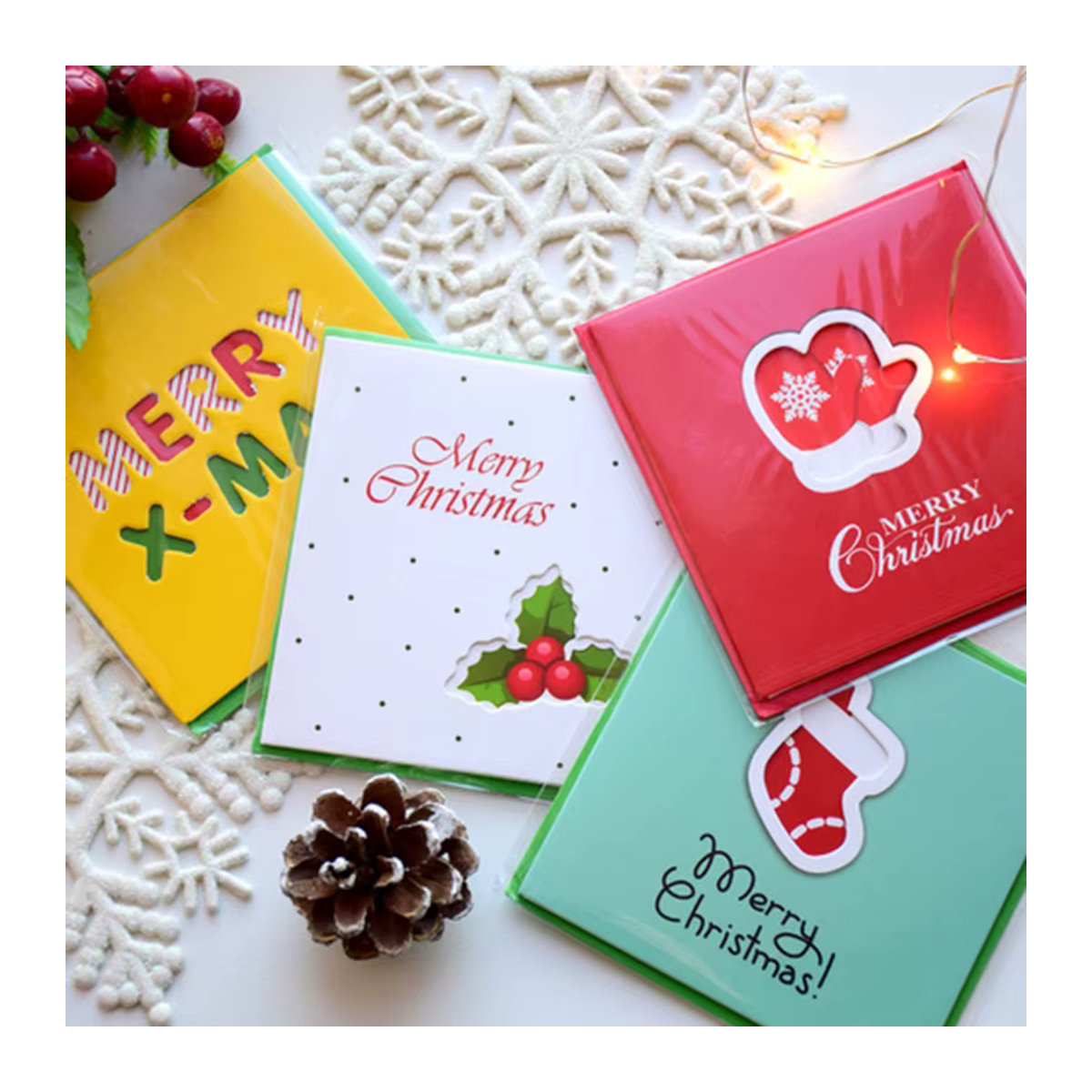 Meidding Mini Weihnachtskarten Set mit Dots Motiv, 12 Stück, mehrfarbig - Bild 1