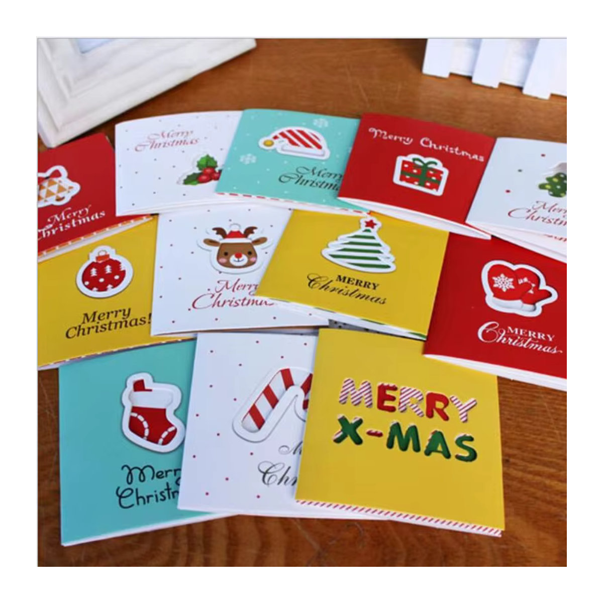 Meidding Mini Weihnachtskarten Set mit Dots Motiv, 12 Stück, mehrfarbig - Bild 3