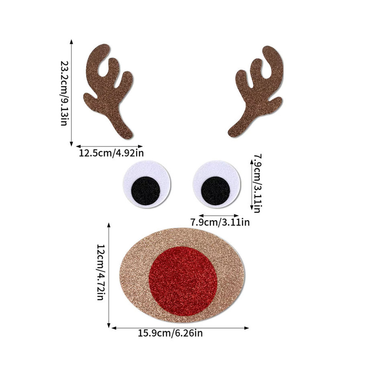 Meidding Weihnachts-Fensteraufkleber aus Filz mit Elch, Schneemann und Santa Claus, mehrfarbig, DIY Weihnachtsdekoration - Bild 2