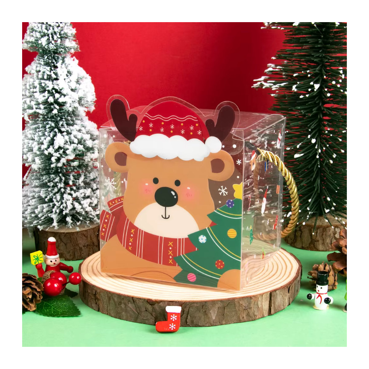 Meidding Weihnachts Geschenkboxen aus transparentem PVC, Set mit 4 oder 8 Stück, bunte Süßigkeiten-Verpackung und tragbare Cookie Boxen zur Weihnachtsdekoration - Bild 4