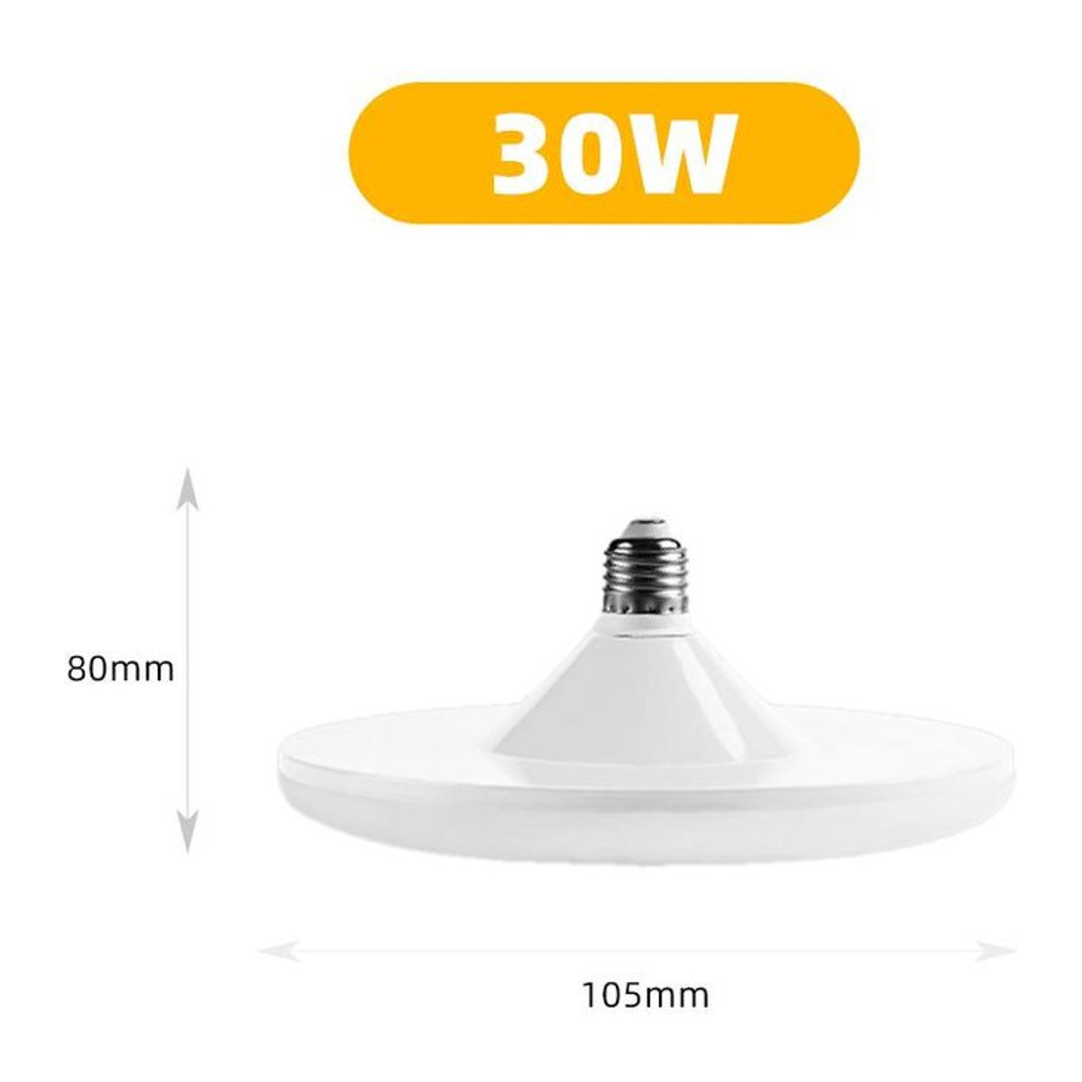 Meiteai-Home E27 UFO LED-Lampe, Kaltweiß, 30W, energiesparende Deckenleuchte aus Aluminium und Kunststoff - Bild 1