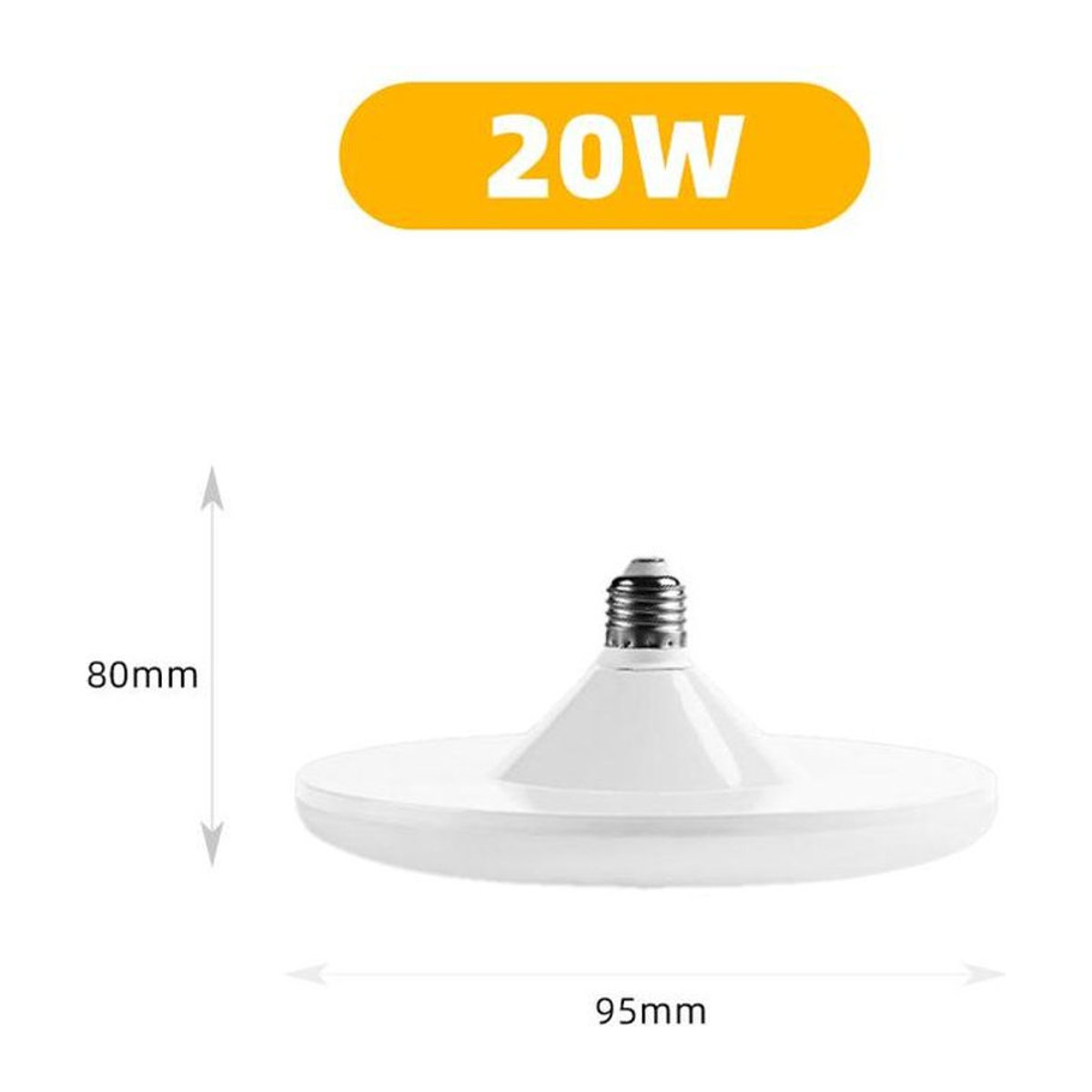 Meiteai-Home LED UFO-Lampe E27 Kaltweiß, energiesparende Deckenleuchte aus Aluminium und Kunststoff im minimalistischen Design, 20W - Bild 1
