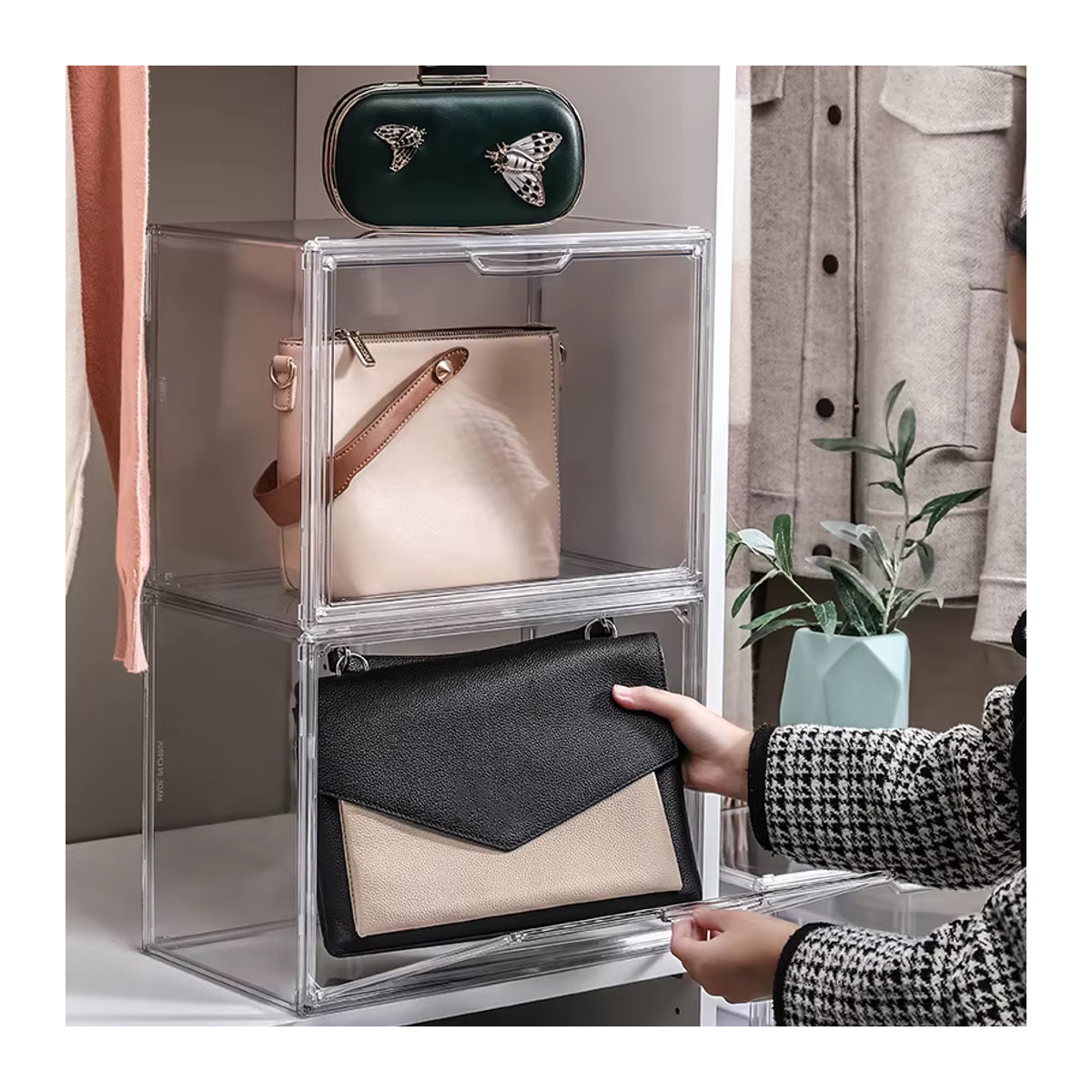 Meltset Acryl Display Box Transparent für Handtaschen und Figuren als Staubgeschützte Vitrine zur Wohnzimmer Dekoration - Bild 5
