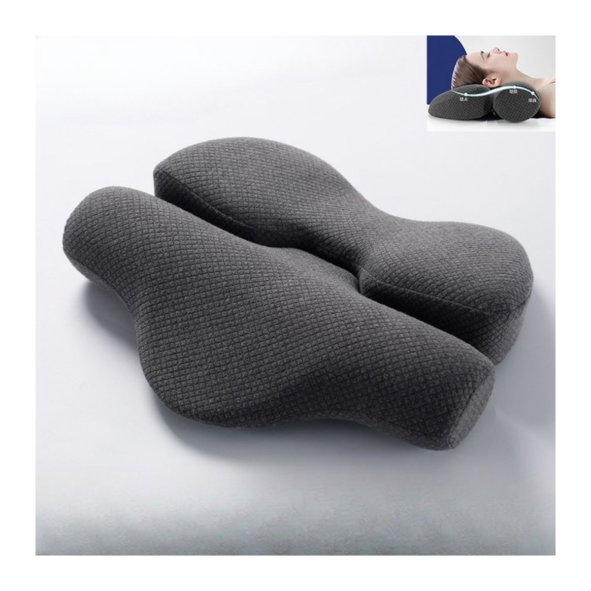 Memory Foam Nackenstützkissen in Schmetterlingsform für die Halswirbelsäule, Farbe: Schwarz - Bild 1