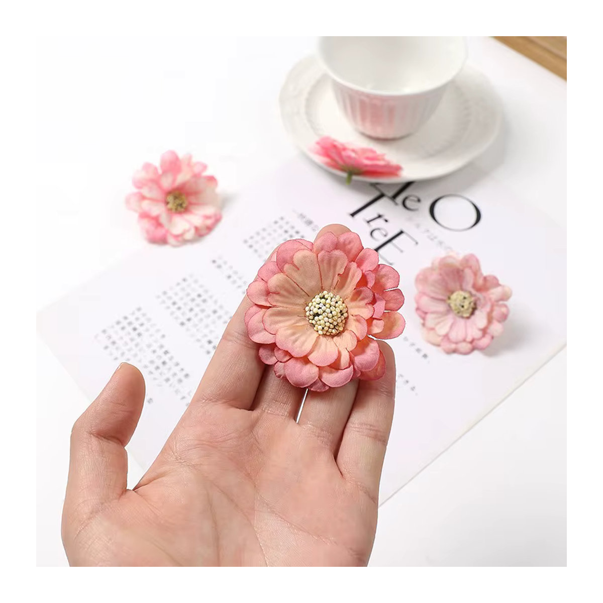 MENGHAO Gänseblümchen Kunstblumen aus Textil, mehrfarbig, 5,5 cm - Bild 4