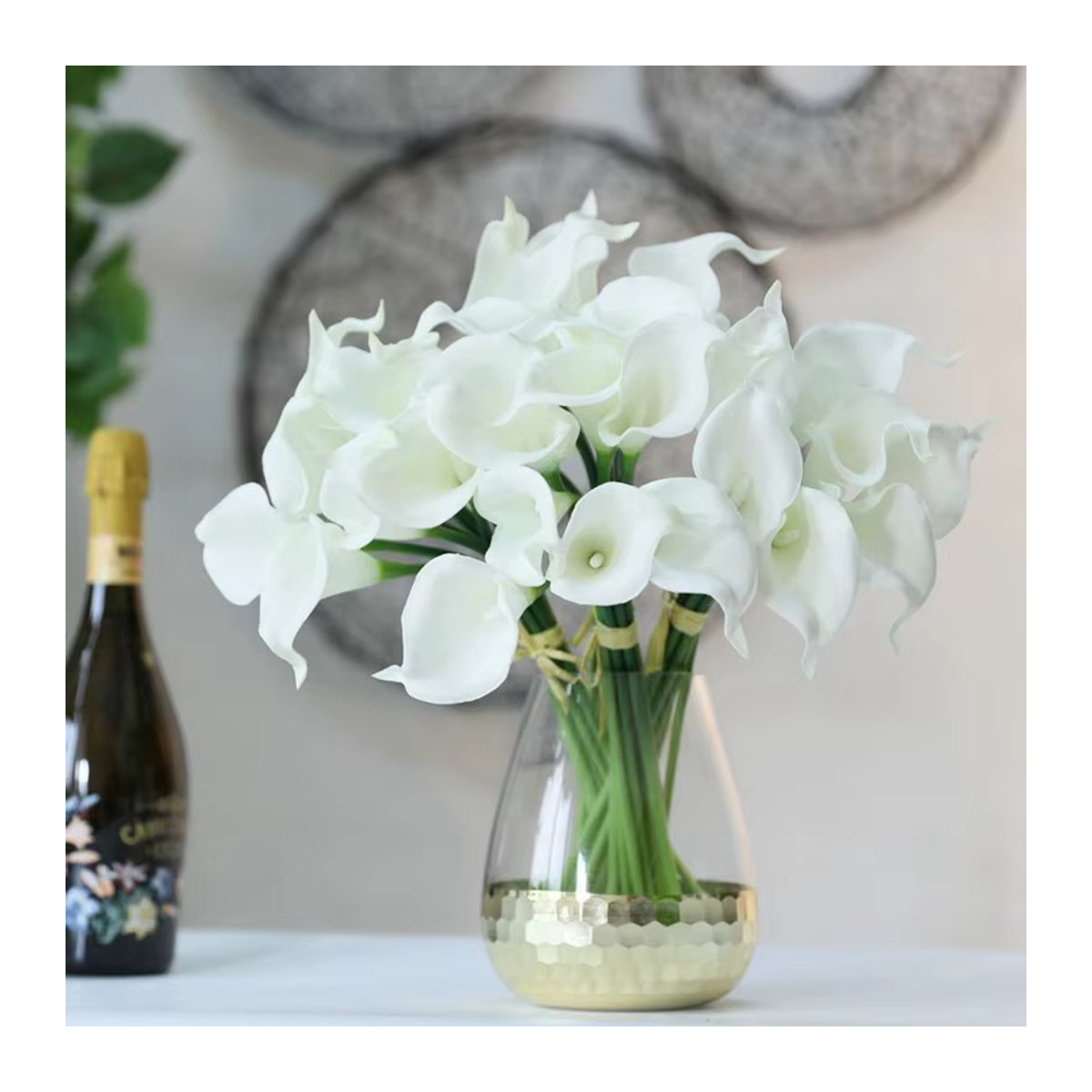 MENGHAO Künstliche Calla-Lilien in Weiß und Gelb, 3er Set Blumenstrauß für Dekoration, Hochzeit und Vase - Bild 4