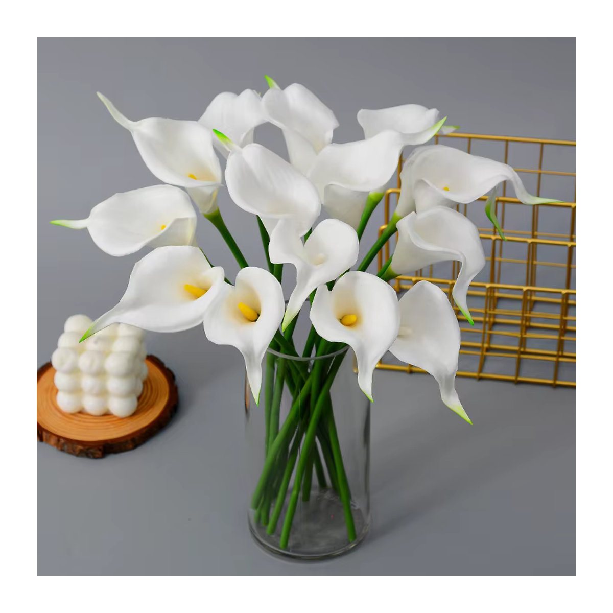 MENGHAO Künstliche Calla-Lilien in Weiß und Gelb, 3er Set Blumenstrauß für Dekoration, Hochzeit und Vase - Bild 5