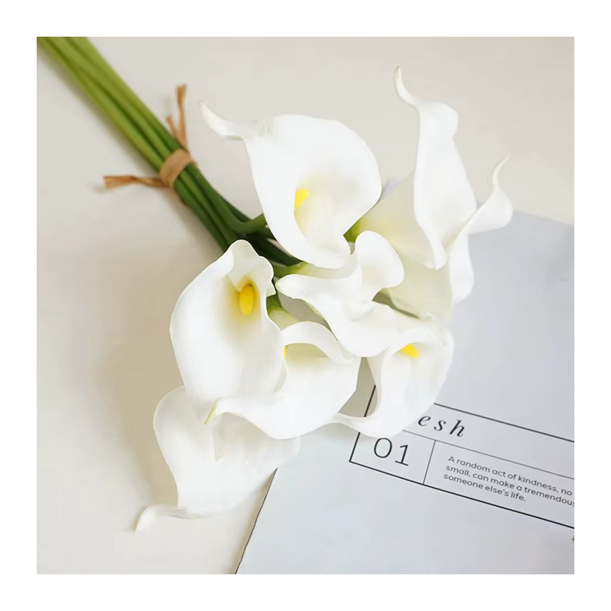MENGHAO Künstliche Calla-Lilien in Weiß und Gelb, 3er Set Blumenstrauß für Dekoration, Hochzeit und Vase - Bild 6