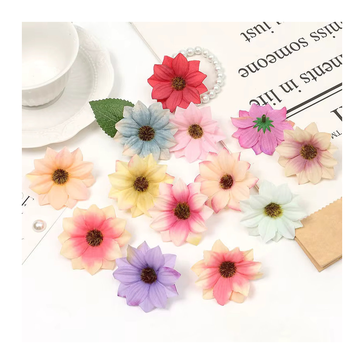 MENGHAO Künstliche Gänseblümchen aus Seide in Mehrfarbig, 6 cm Durchmesser, Einzelstiel für DIY Dekoration und Hochzeiten - Bild 2
