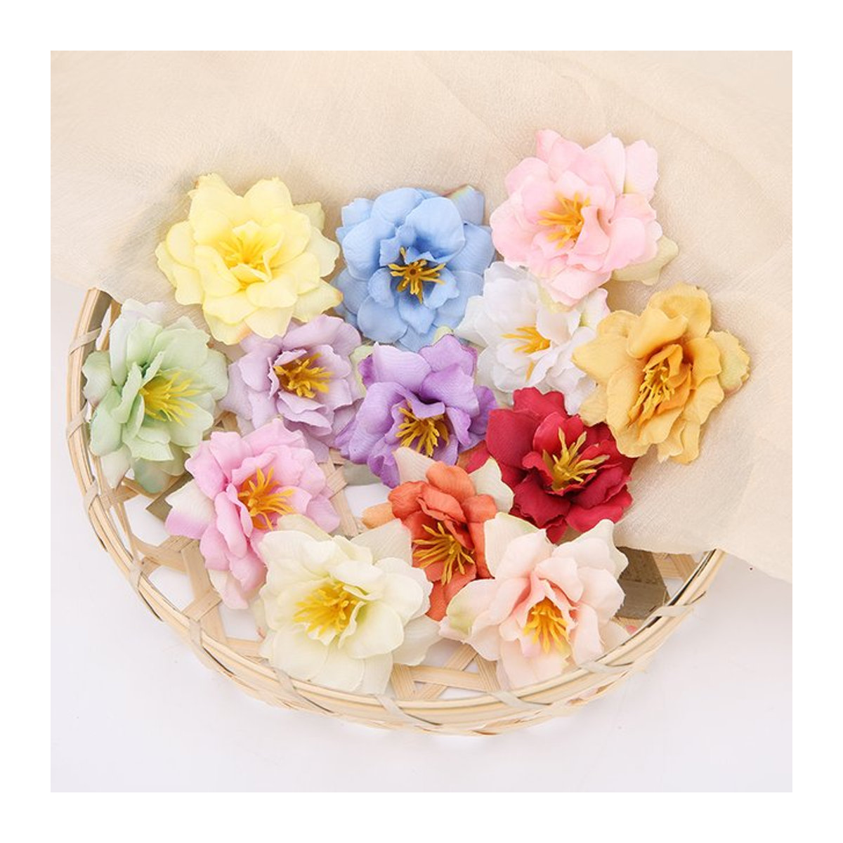 MENGHAO Künstliche Pfingstrosen Blumenköpfe aus Textil, Mehrfarbig, Durchmesser: 5 cm - Bild 1