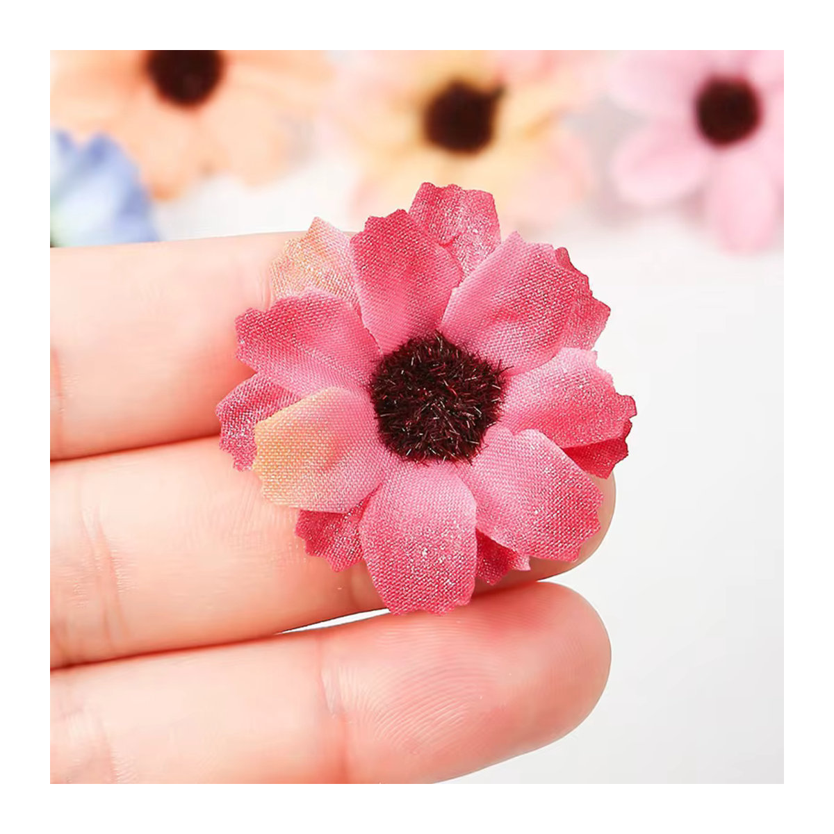 MENGHAO Künstliche Seidenblumen Köpfe aus Textil für DIY Dekoration und Hochzeiten, Weiß und Mehrfarbig, Durchmesser: 3,5 cm - Bild 4