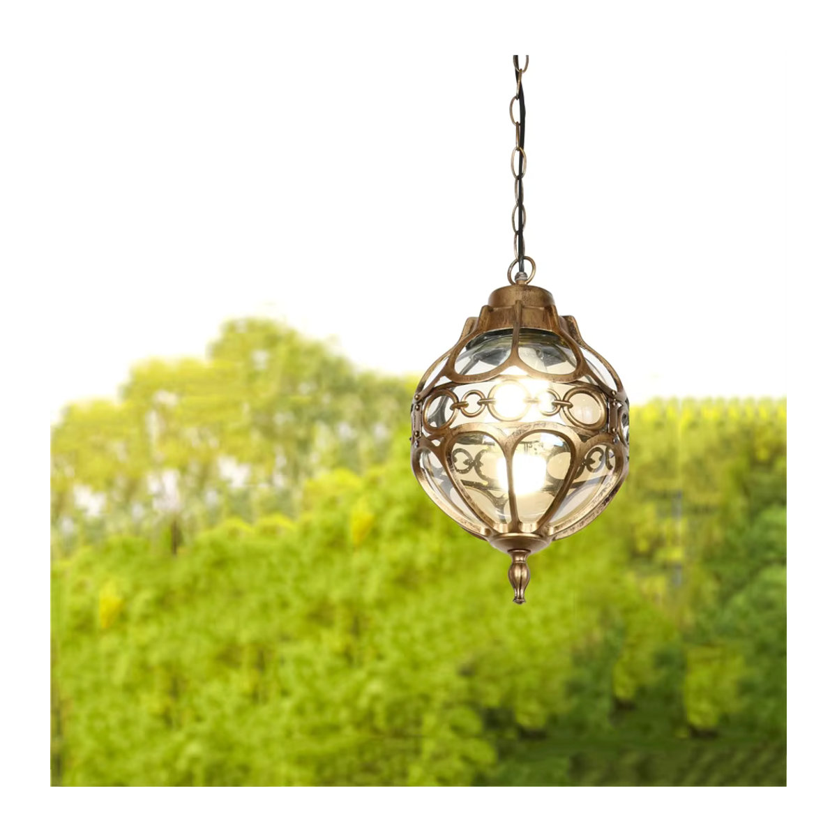 Mengjay LED Outdoor Garten Laterne aus Glas in Bronze im Vintage Design als wasserdichte Hängelampe für Balkon und Eingangsbereich - Bild 4
