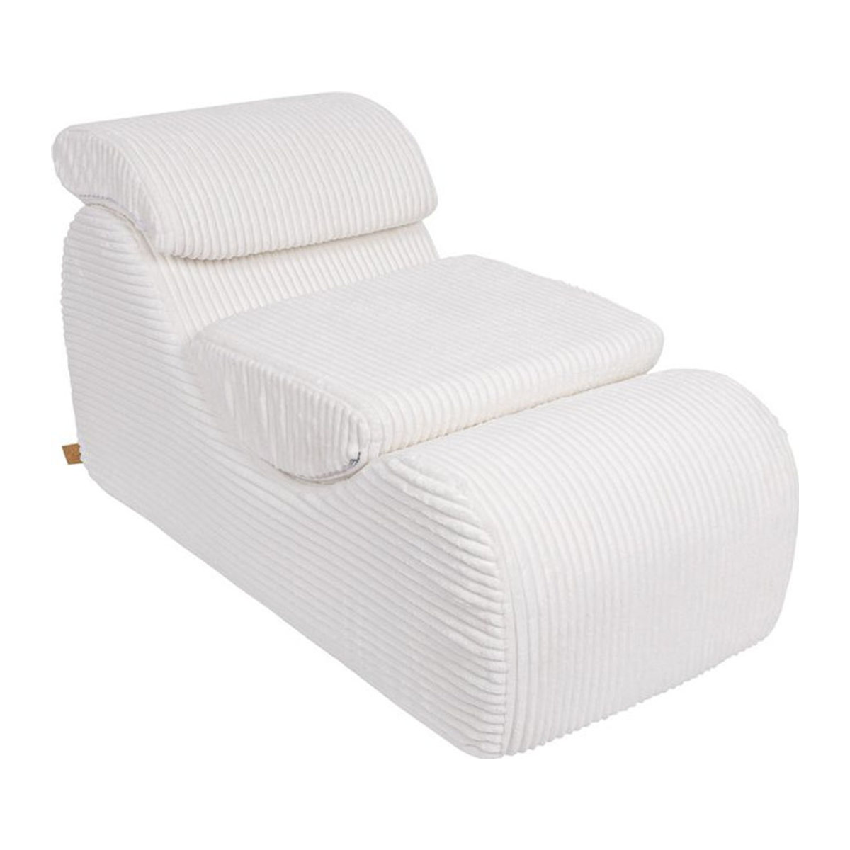 MeowBaby Schaumstoff-Chaise-Longue für Kinder in Weiß mit Kunstfell-Cord-Design - Bild 1