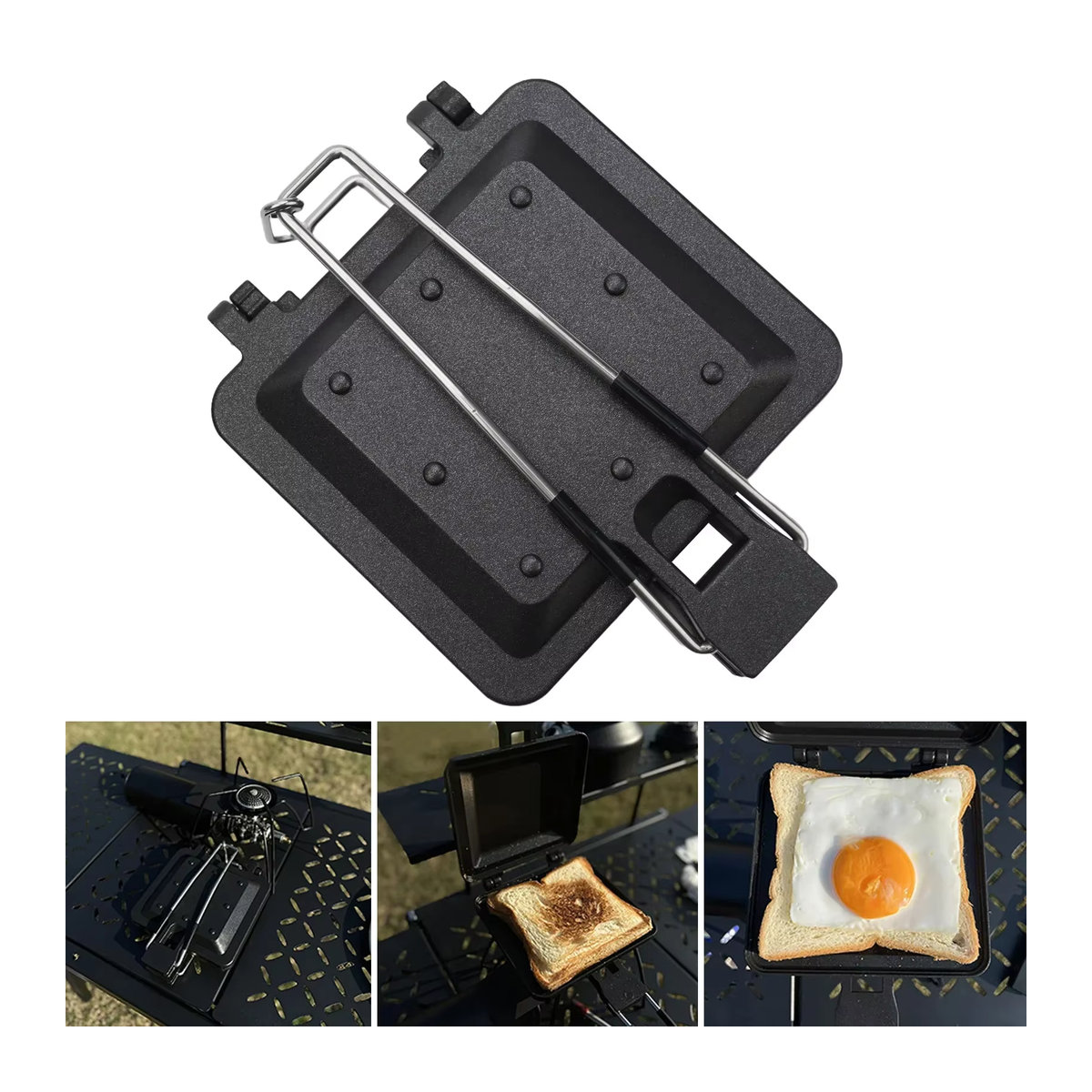 MEROCA Tragbarer Falt-Sandwichgrill für Camping und Picknick, B/H/T: 33 x 14 x 4,5 cm - Bild 4