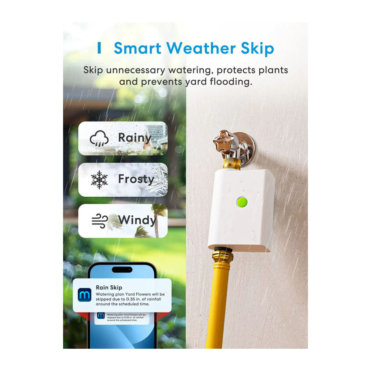 Meross Smart WLAN Schlauch-Wasserhahn-Timer EU-Version mit Messing-Gehäuse und App-Steuerung in Weiß - Bild 1