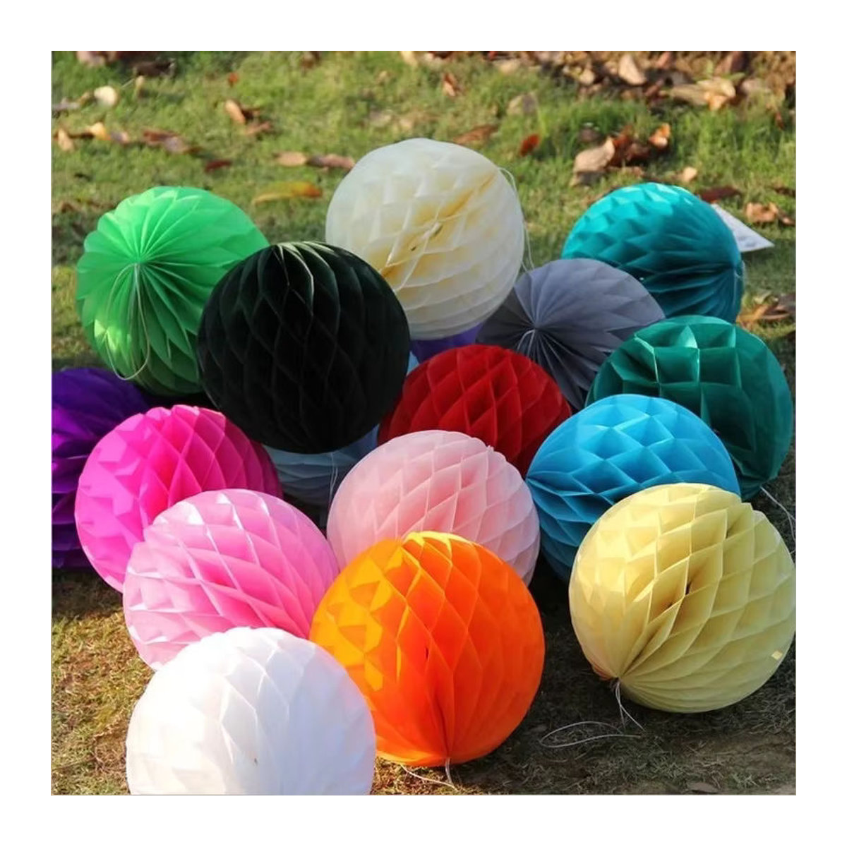 Merylover 5er Set runde Wabenblumenbälle aus Papier für Hochzeit und Party, mehrfarbig und rosa, Durchmesser: 15 cm - Bild 4