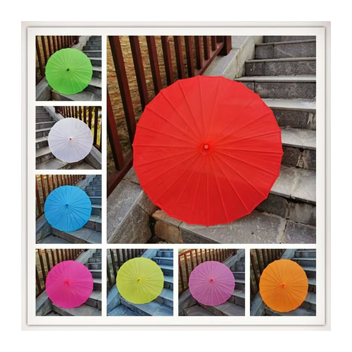 Merylover Chinesischer Papier-Schirm im Antiken Stil für Cosplay und Theater, Weiß, Durchmesser: 20 cm - Bild 3