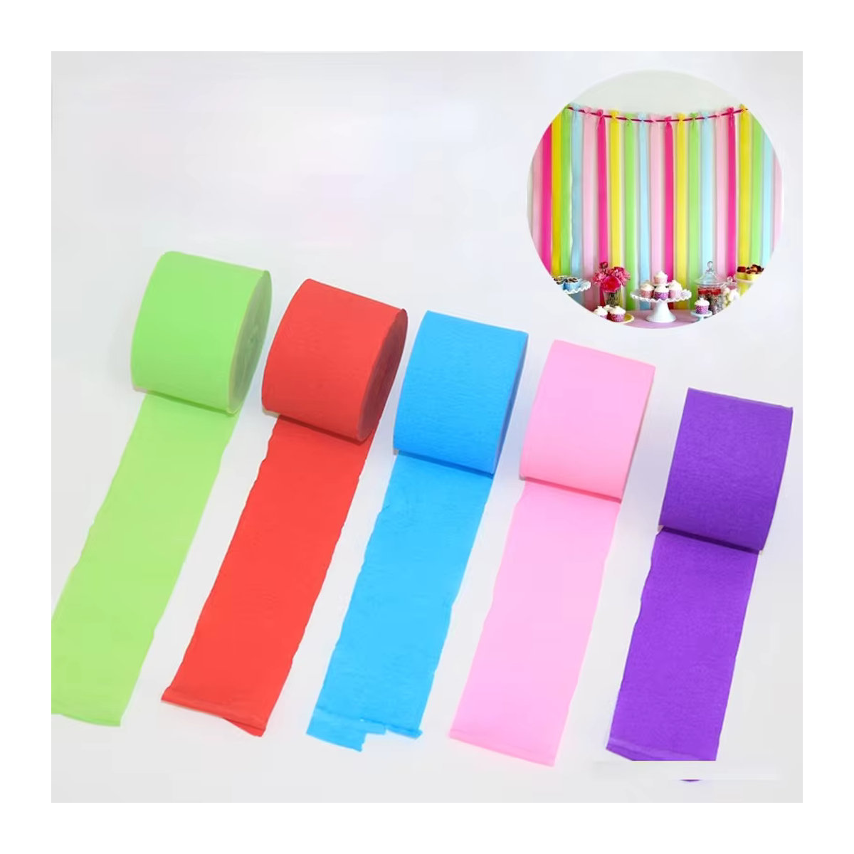 Merylover Krepppapier-Luftschlangen als DIY-Papiergirlande für Hochzeit und Geburtstag, mehrfarbig und pink, Länge: 25 Meter, Breite: 4,5 cm - Bild 2