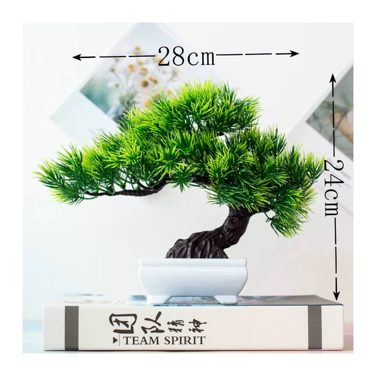 Merylover Künstliche Bonsai Pflanze in Grün als Dekoration für Home Office und besondere Anlässe - Bild 2