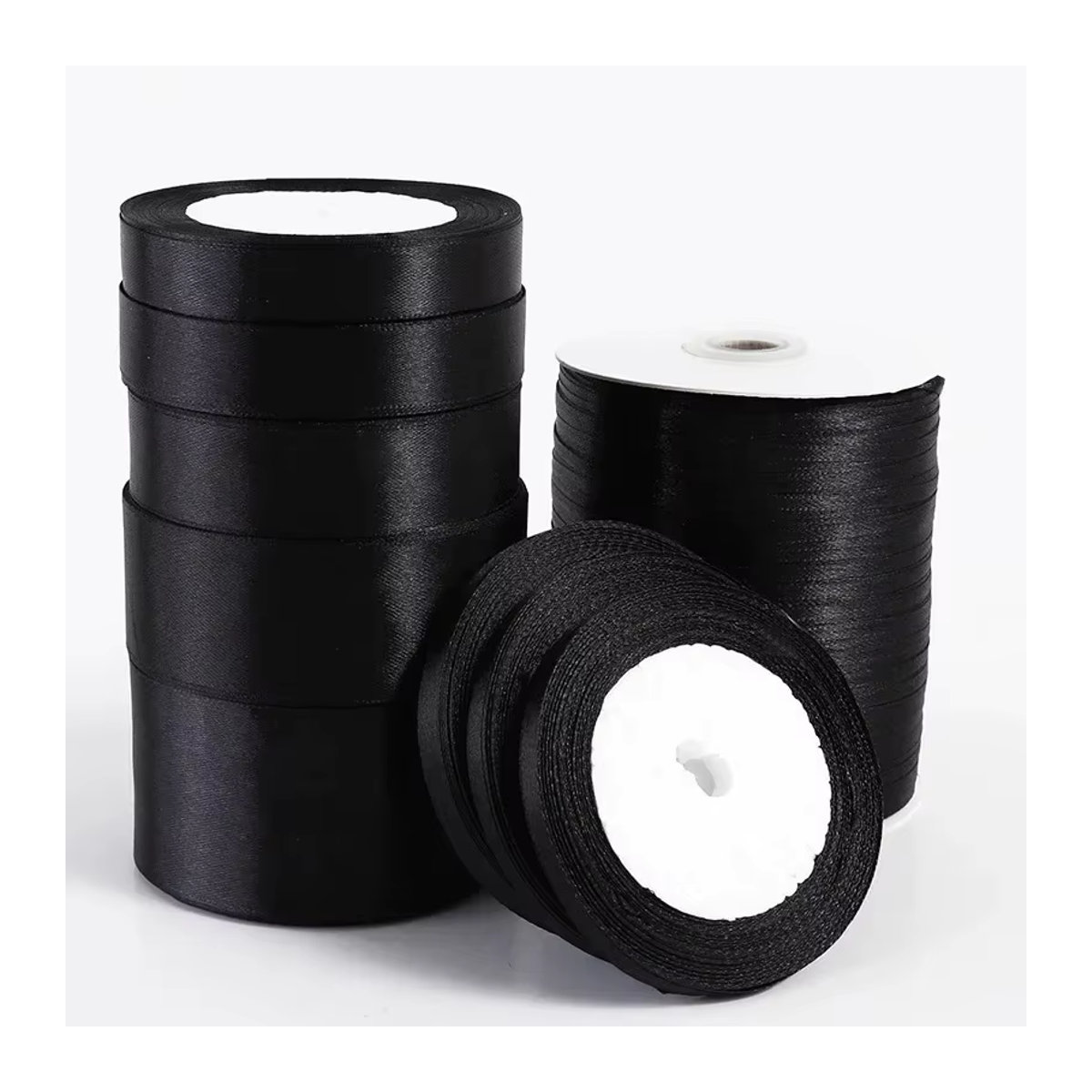 Merylover Polyester-Satinband Schwarz für Basteldekoration, Hochzeit und Weihnachten, 22 Meter pro Rolle - Bild 6
