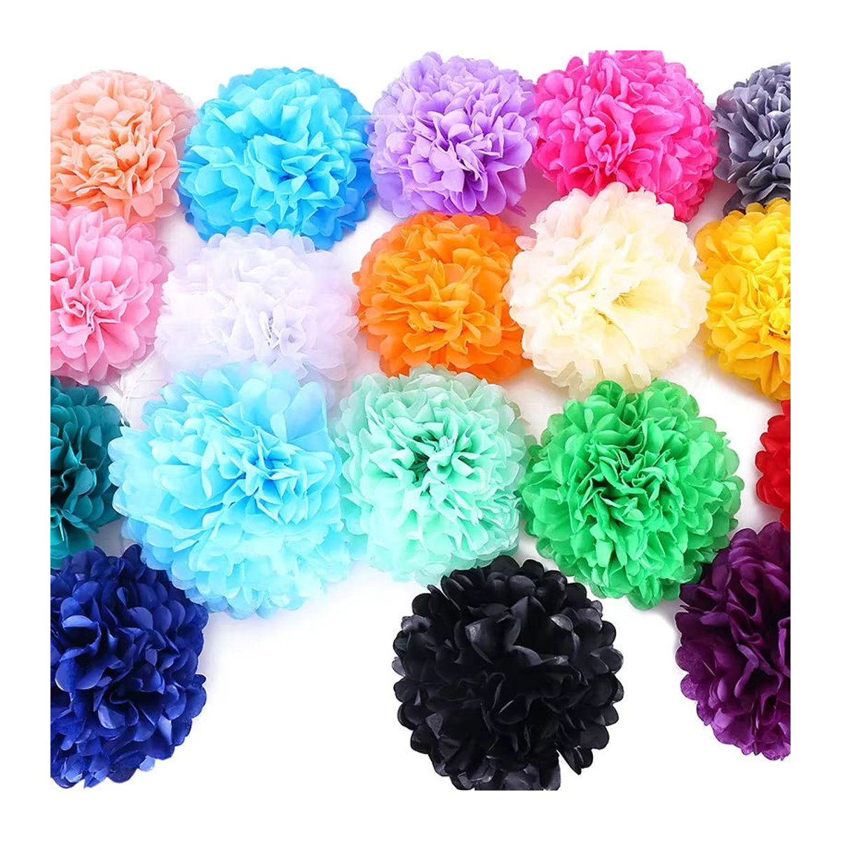 Merylover Pompons aus Seidenpapier in Lila und Mehrfarbig, runde hängende Papierblumen für Hochzeitsdekoration und Partyzubehör, Durchmesser: 10 cm - Bild 3