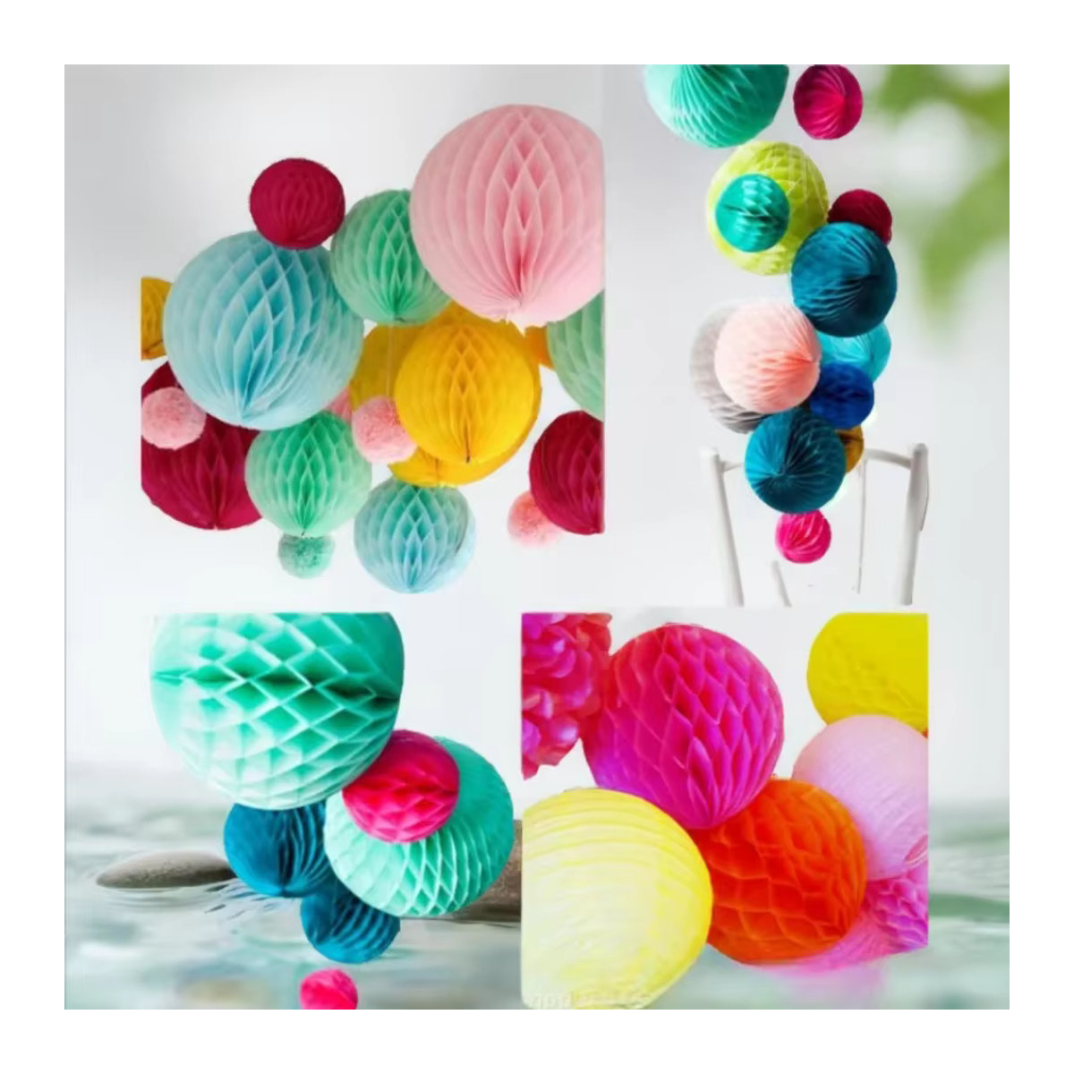 Merylover Waben-Papierlaternen in Blumenform für Hochzeit, Geburtstag und Weihnachten, mehrfarbig und blau, Durchmesser: 10 cm, 15 cm, 20 cm, 25 cm, 30 cm - Bild 2