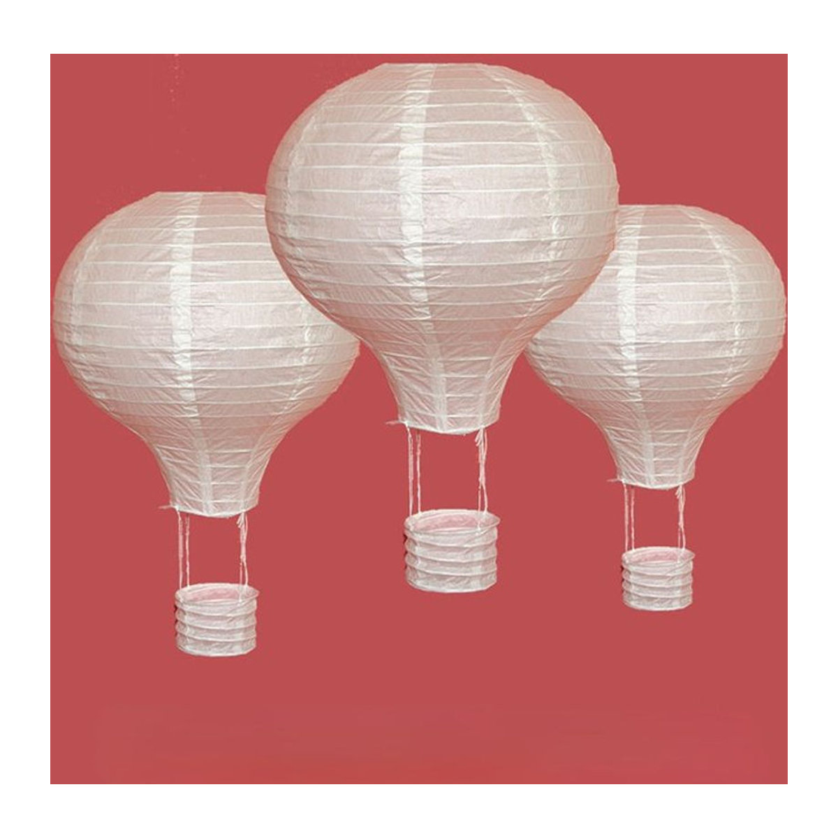 Merylover Weiße Chinesische Heißluftballonlaterne aus Papier für Kinder als DIY-Dekoration, Durchmesser: 25 cm bis 40 cm - Bild 1