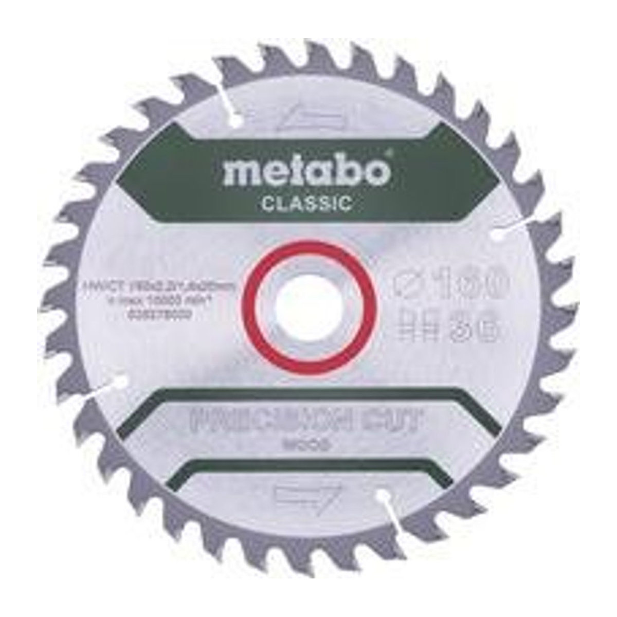 Metabo Precision Cut Wood Classic Kreissägeblatt 628278000 mit 36 Zähnen, Durchmesser: 160 mm, Bohrung: 20 mm, Stärke: 1.4 mm - Bild 1