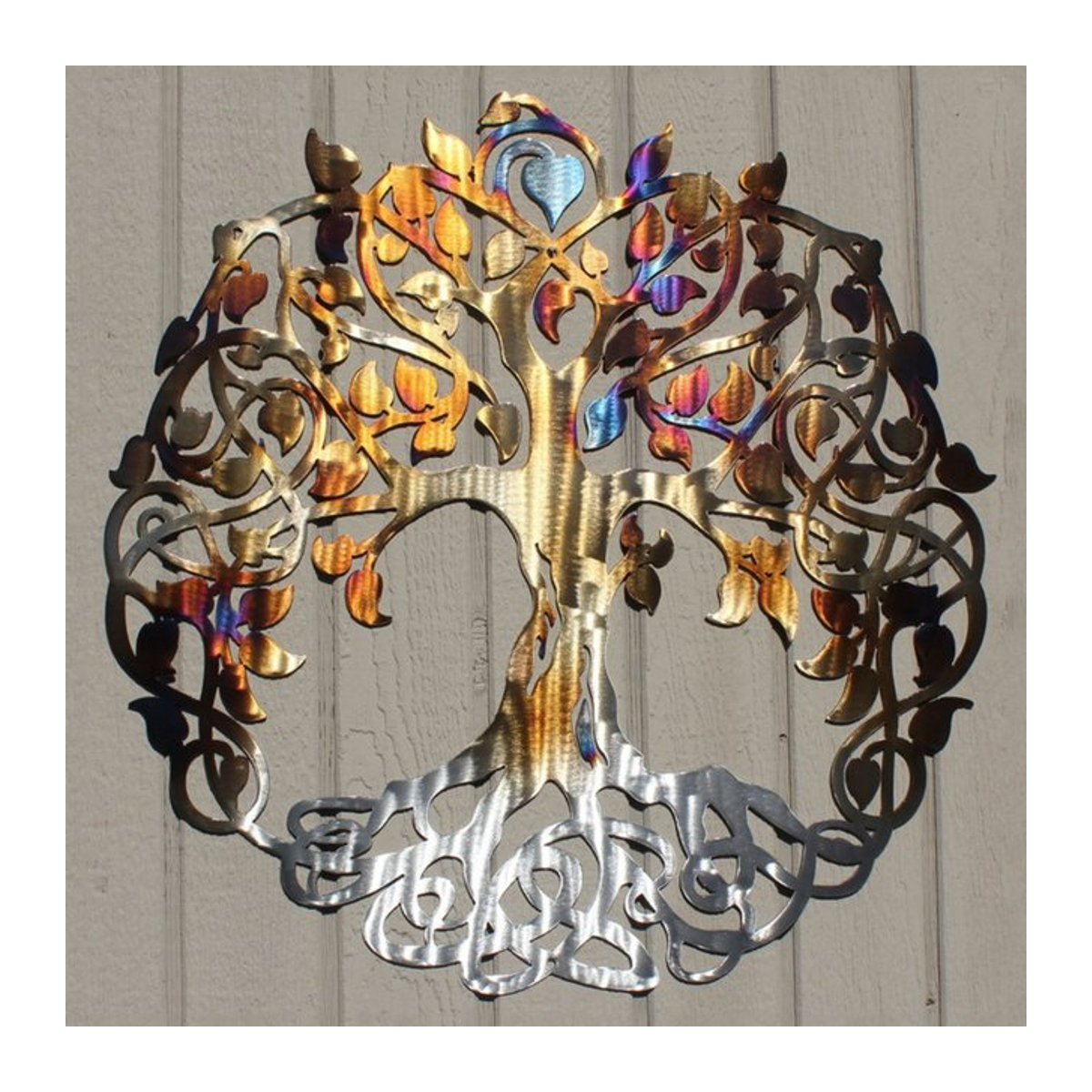 Metall Kunstbaum Baum des Lebens als hängende Wanddekoration für Garten und Outdoor - Bild 1
