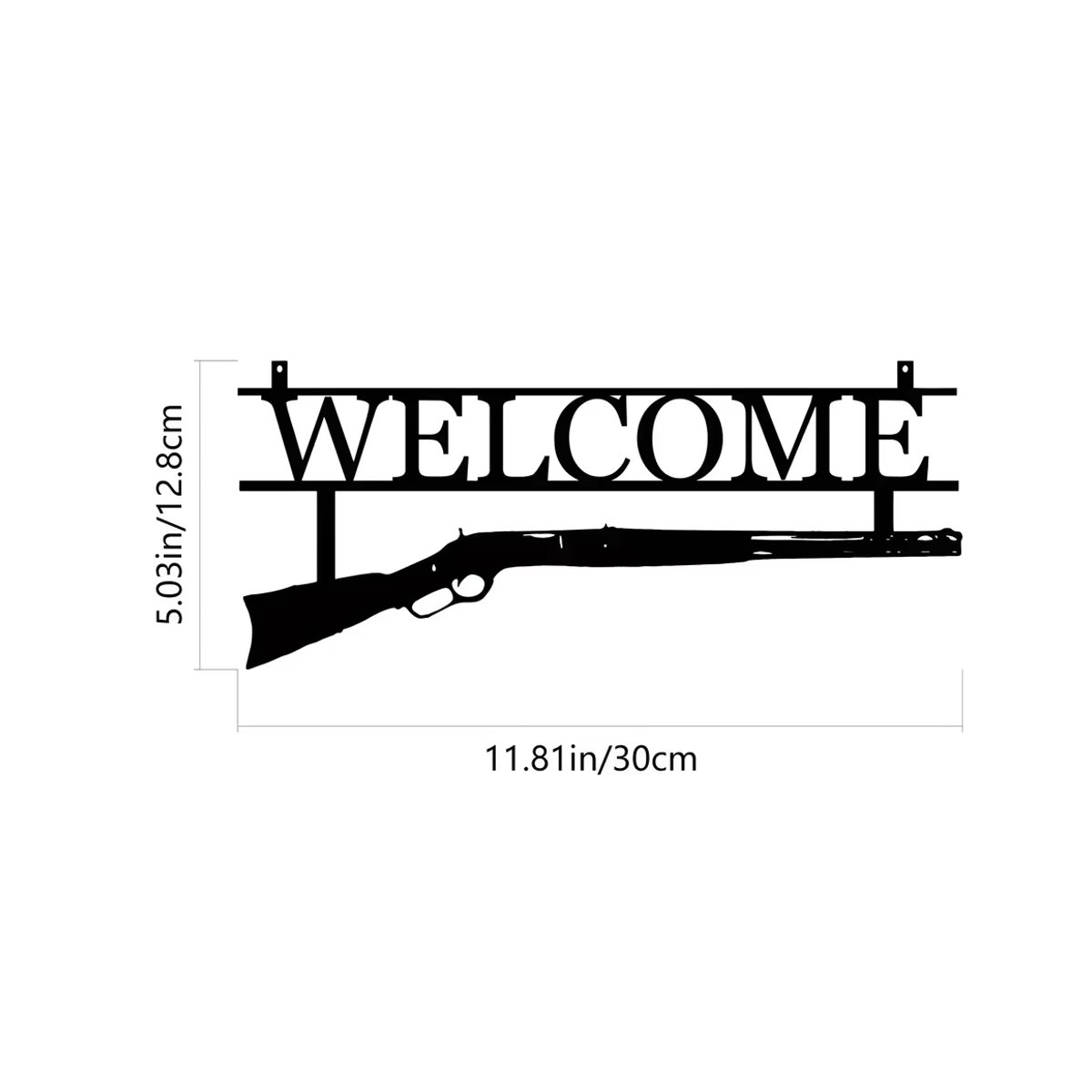 Metall-Wanddeko CIFBUY Willkommen zu Hause Schild im Pistolen-Design, Schwarz, Rustikaler Wandbehang für Jagdliebhaber - Bild 2