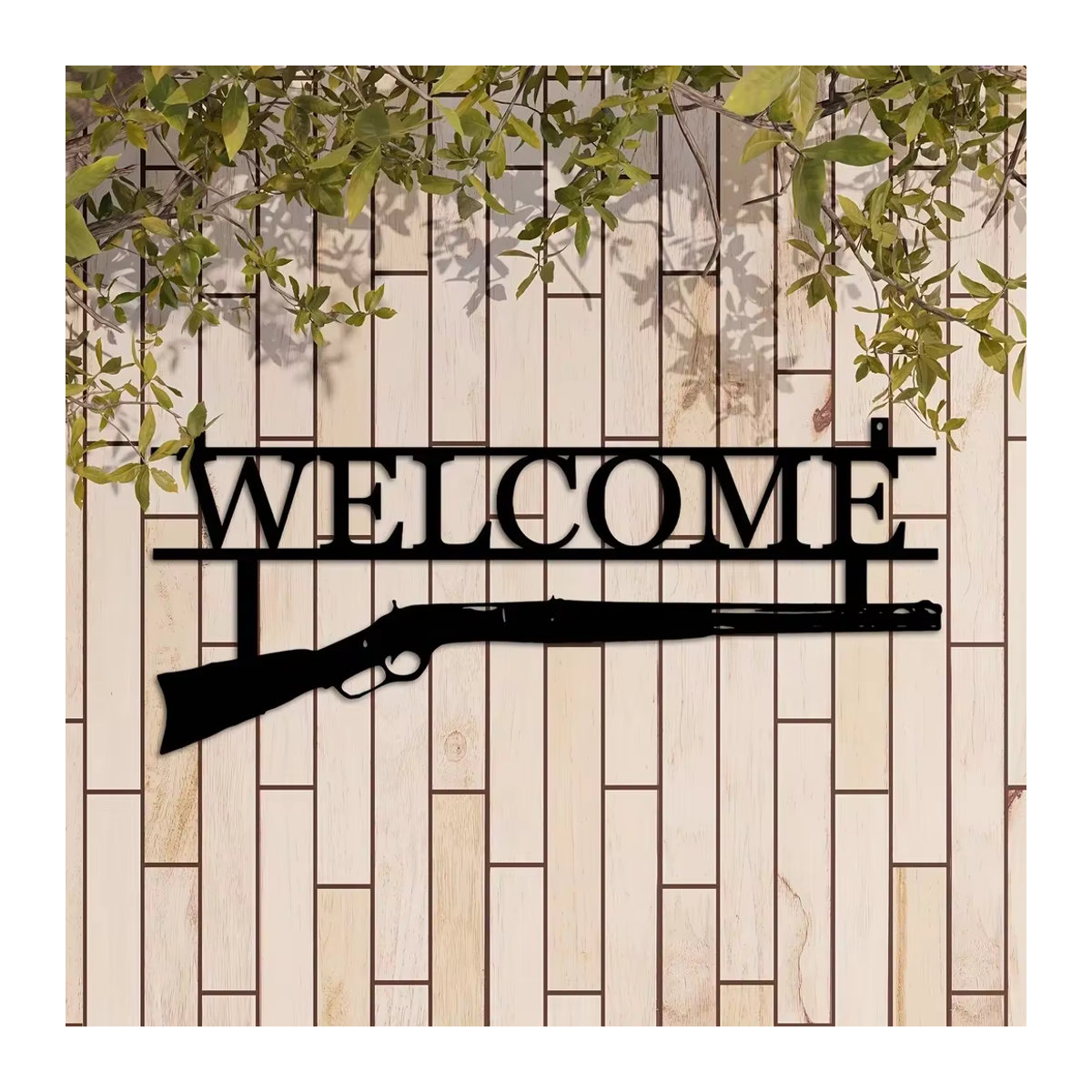 Metall-Wanddeko CIFBUY Willkommen zu Hause Schild im Pistolen-Design, Schwarz, Rustikaler Wandbehang für Jagdliebhaber - Bild 3